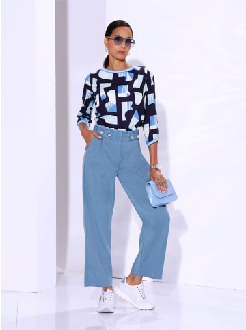 creation L Druckbluse in hellblau-mittelblau-gemustert