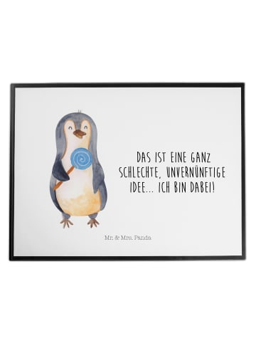 Mr. & Mrs. Panda Schreibtischunterlage Pinguin Lolli mit Spruch in Weiß