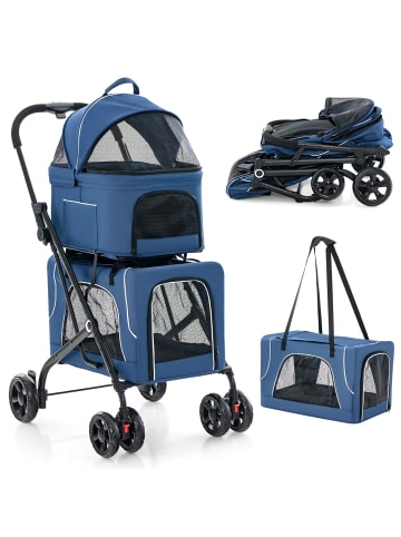COSTWAY 3 in 1 Hundewagen in Blau