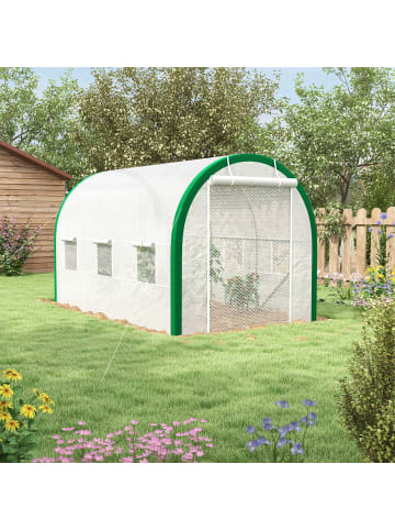 Outsunny Foliengewächshaus,358L x 210B x 210H cm,Weiß