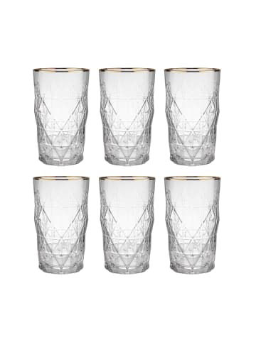 Butlers 6x Longdrinkgläser mit Goldrand 460ml UPSCALE in Transparent-Gold