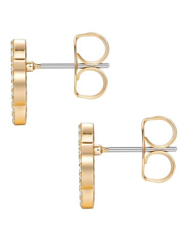 Lulu & Jane Ohrstecker Kleeblatt aus Messing mit Zirkonia in gelbgold
