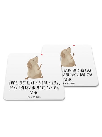 Mr. & Mrs. Panda Untersetzer Set Hund Liebe mit Spruch in Weiß