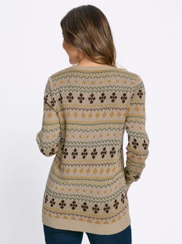 Sieh an! Jacquard-Pullover in sand-burgund-gemustert