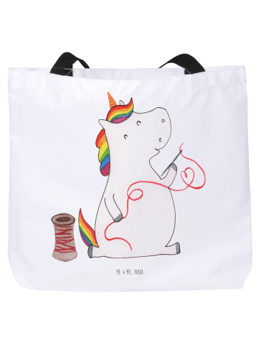Mr. & Mrs. Panda Tote Bag Einhorn Näherin ohne Spruch in Weiß