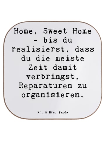 Mr. & Mrs. Panda Untersetzer Glas Spruch Geborgenheit im Zuhause... in Weiß