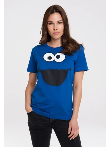 Logoshirt T-Shirt Sesamstraße - Krümelmonster Gesicht in blau