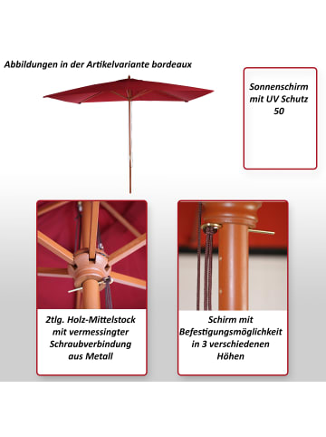 MCW Sonnenschirm Lissabon, 2x3m, Bordeaux