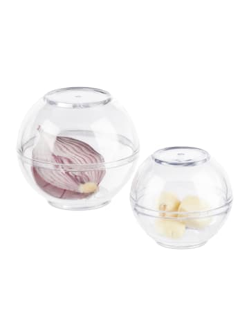 relaxdays 2er-Set: Zwiebeldose in Transparent - Ø 7/9 cm