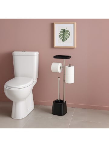 relaxdays WC Garnitur in Schwarz - (B)29 x (H)65,5 x (T)11 cm