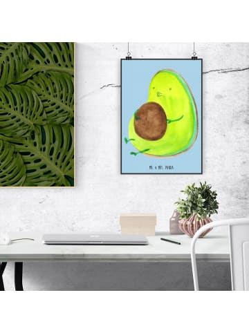 Mr. & Mrs. Panda Poster Avocado Pfeifen ohne Spruch in Blau Pastell