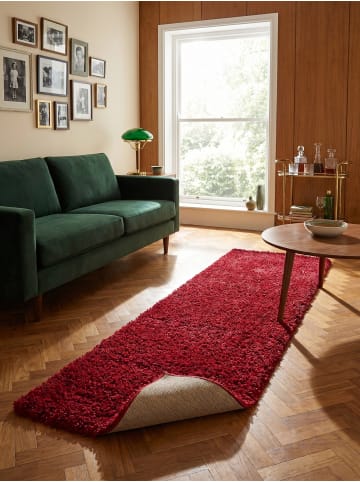 KADIMA DESIGN Teppich Hochflor Shaggy Waschbar Einfarbig RHEIN Strapazierfähig in Rot