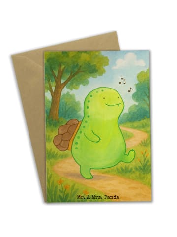 Mr. & Mrs. Panda Grußkarte Schildkröte Pfeifen Design ohne Spruch in Weiß