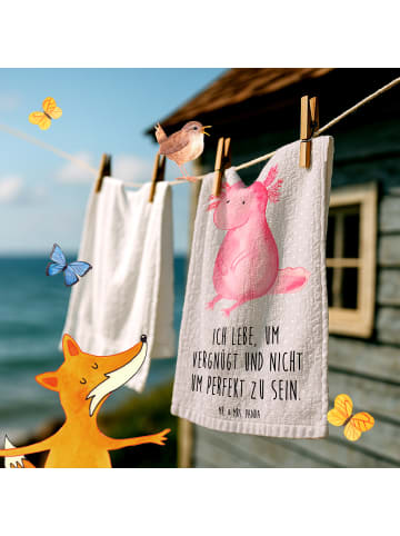 Mr. & Mrs. Panda Mini-Handtuch Axolotl Niedlich mit Spruch in Grau Pastell