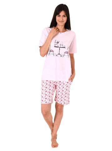 NORMANN Shorty Pyjama Schlafanzug kurzarm verspielten in rosa