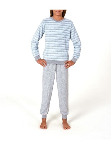 NORMANN Frottee Pyjama Schlafanzug Bündchen - 82540 in hellblau