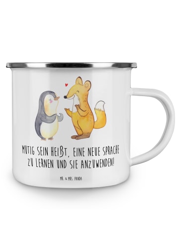 Mr. & Mrs. Panda Teetasse Sprachen Lernen und Anwenden mit Spruch in Weiß