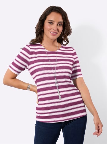 WITT WEIDEN Kurzarmshirt in violett-weiß-geringelt