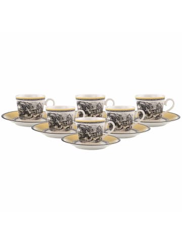 Villeroy & Boch 6er Set Kaffeetassen mit Untertassen Audun Ferme in Bunt 150 ml in bunt