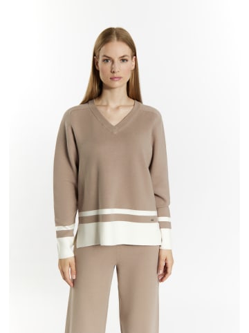 DreiMaster Damen Strickpullover in Schlamm Wollweiss