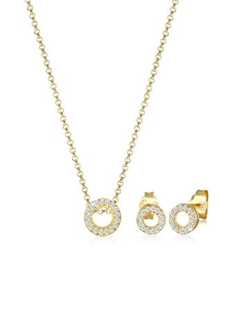 Elli DIAMONDS  Schmuckset 375 Gelbgold Diamant, Geo in Gold