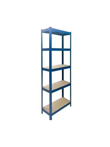 relaxdays Schwerlastregal in Blau/ Braun - (B)75 x (H)150 x (T)30 cm