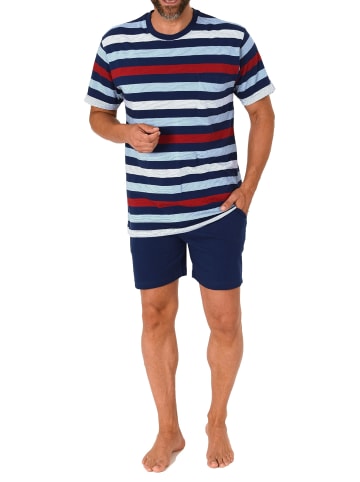 NORMANN Schlafanzug kurzarm Shorty Pyjama Streifen - 78239 in marine