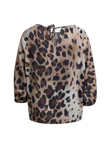 Smith&Soul Gathered Neck Blouse with Short Volant Sleeve in Dark Choc Print