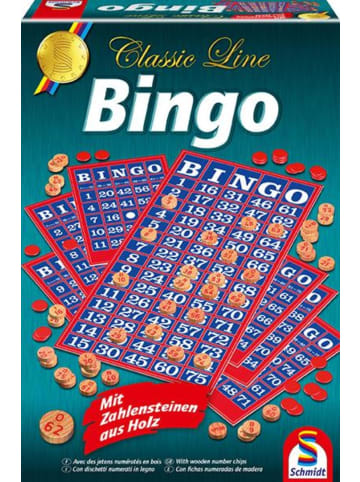 Schmidt Spiele Brettspiel Classic Line: Bingo (mit Zahlensteinen aus Holz) - Ab 8 Jahren