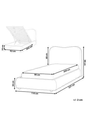 Beliani Einzelbett BLAGNAC in Rosa/Braun - (W) 110 x (H) 98 x (L) 227 cm