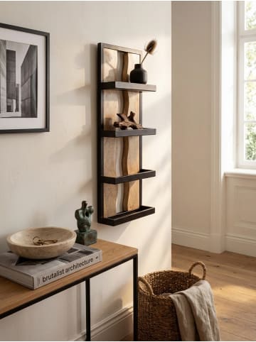 KADIMA DESIGN Wandregal 30x80x10 cm Massivholz / Metall Hängeregal