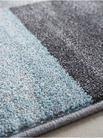 KADIMA DESIGN Teppich Kurzflor Waschbar Karo SOLDA Strapazierfähig OEKO-TEX in Blau