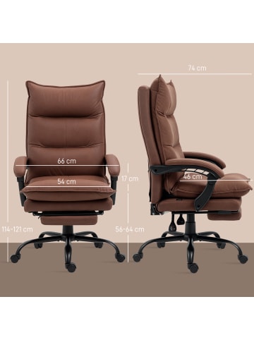 Vinsetto Massage-Bürostuhl-66L x 74B x 114-121,5H cm-Braun