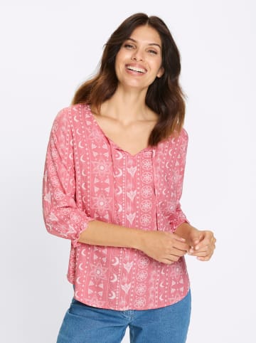 Sieh an! 3/4-Arm-Bluse in flamingo-ecru-bedruckt