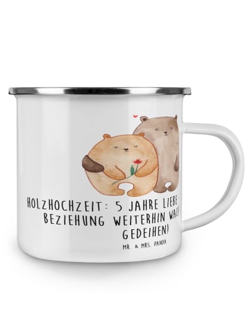 Mr. & Mrs. Panda Becher 5. Hochzeitstag Holzhochzeit mit Spruch in Transparent