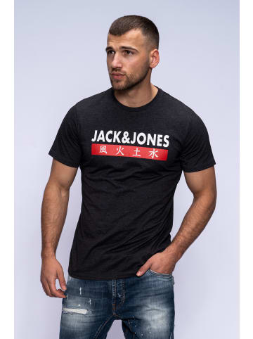 Jack & Jones T-Shirt Print - ELEMENTS TEE SS CREW NECK in Dark Grey Melange