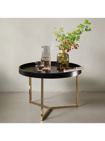KADIMA DESIGN Couchtisch JESI 58,5x42x58,5cm / Gold Sofatisch Metall Rund, in Schwarz
