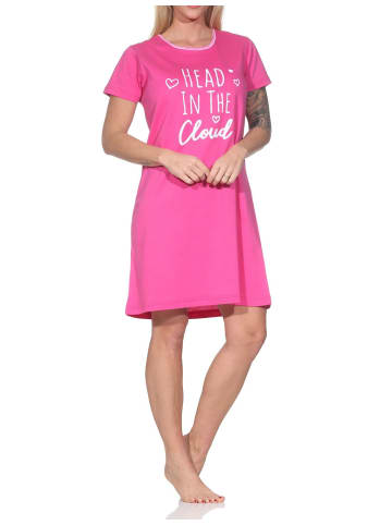 NORMANN Nachthemd kurzarm Frontprint 126 10 802 in pink