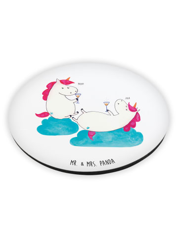 Mr. & Mrs. Panda Rund Magnet Einhorn Sekt ohne Spruch in Weiß