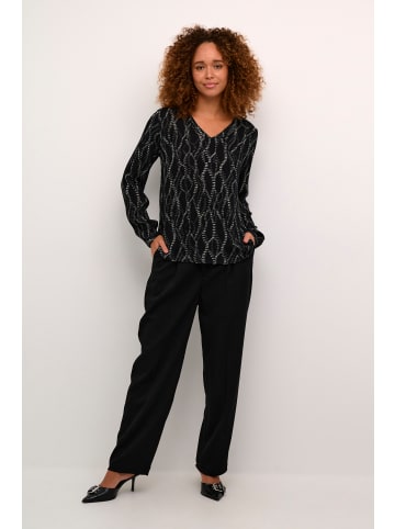 Kaffe Langarm-Bluse KAamber in Black/Grey Graphic Simili