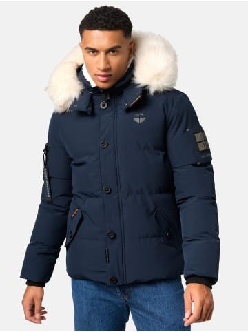 STONE HARBOUR Winterjacke Halvaar in Navy mit weißem Fell