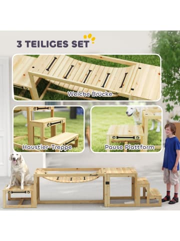 Pawhut Hunde Agility Set Naturholz Tannenholz
