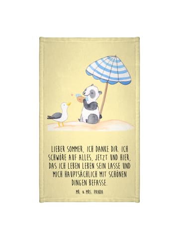 Mr. & Mrs. Panda Gästehandtuch Lieber Sommer mit Spruch in Gelb Pastell