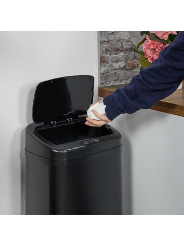 relaxdays Mülleimer mit Sensor in Schwarz - 50 Liter