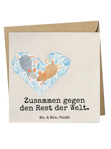Mr. & Mrs. Panda Grußkarte Hochzeit Mäuse Herz Design mit Spruch in Weiß