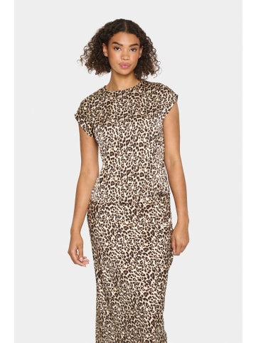 SAINT TROPEZ Kurzarm-Bluse ZoviSZ Gerade Passform in Black Reg Leo