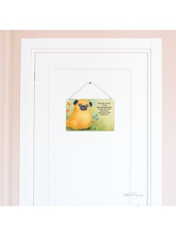 Mr. & Mrs. Panda Schild Mops Design mit Spruch in Weiß