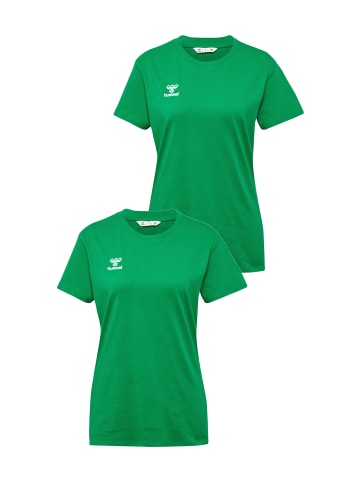 Hummel 2er-SET Sport T-Shirt Rundhals Regular fit mit Logo in Grün-2