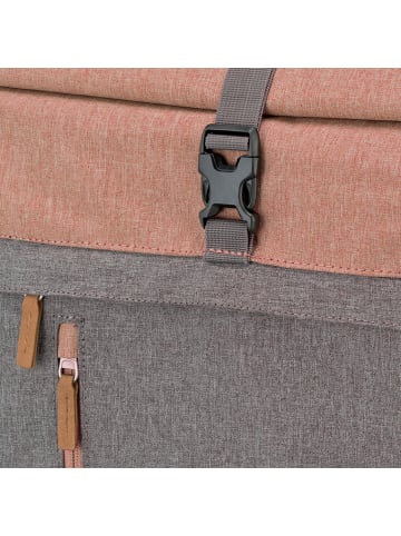 travelite Basics Rollup Rucksack 47 cm Laptopfach rosa-grau