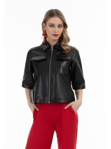 faina Damen Lederhemd in Schwarz
